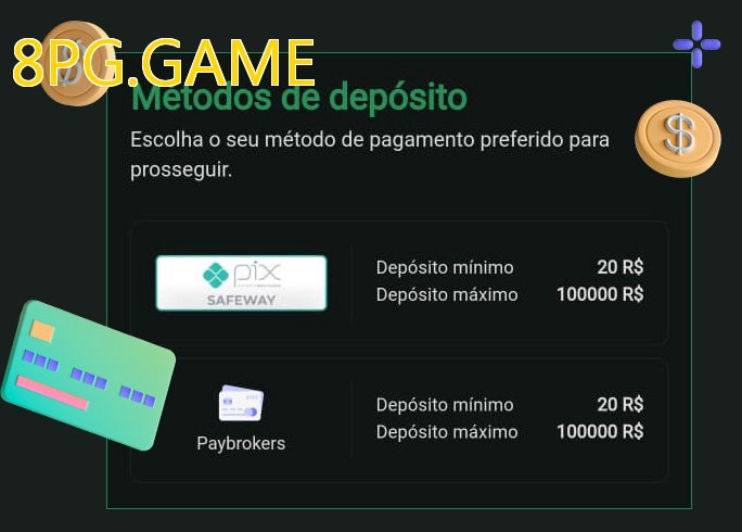 O cassino 8PG.GAMEbet oferece uma grande variedade de métodos de pagamento